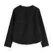Black And White Splicing Velvet V-neck Overlapping Coat Color Contrast Skirt Suit