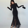Black Panel Mesh Dress Women