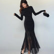 Black Panel Mesh Dress Women