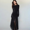Black Panel Mesh Dress Women