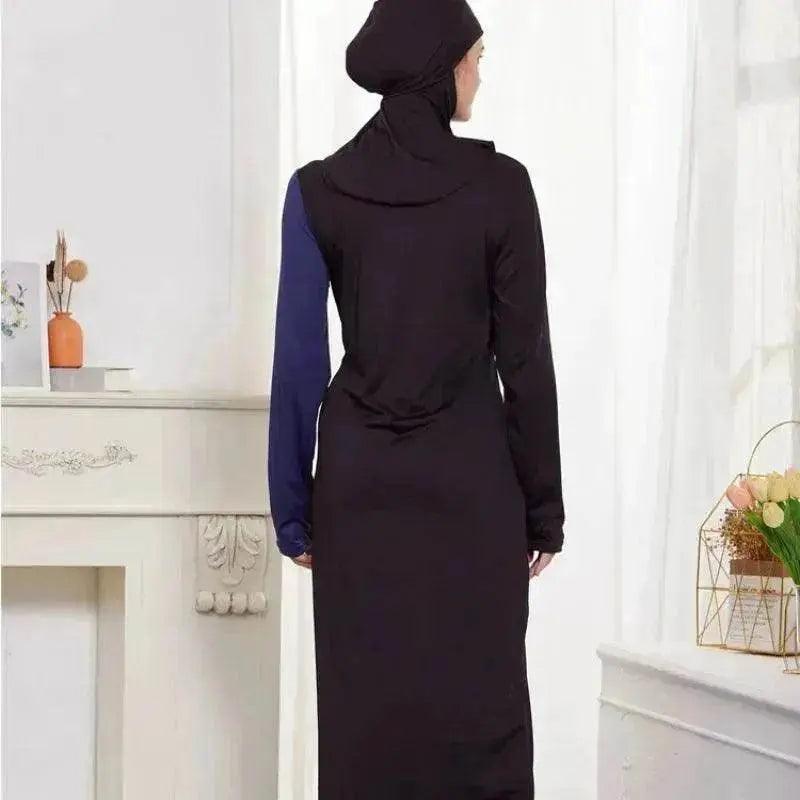 Black Women's Arab  2 Pieces Sets Long Sleeve Top Dress and Pants Abaya Outfits