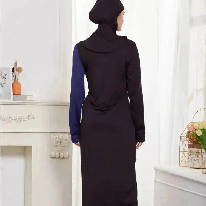 Black Women's Arab  2 Pieces Sets Long Sleeve Top Dress and Pants Abaya Outfits