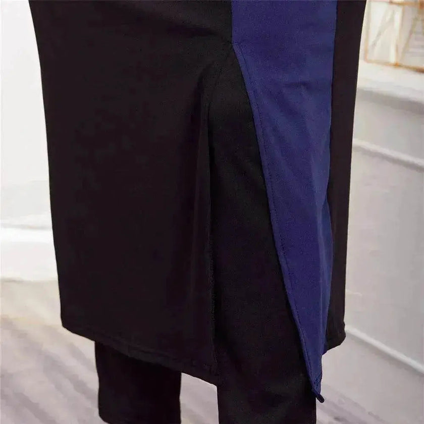 Black Women's Arab  2 Pieces Sets Long Sleeve Top Dress and Pants Abaya Outfits