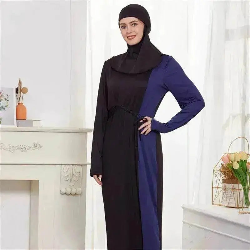 Black Women's Arab  2 Pieces Sets Long Sleeve Top Dress and Pants Abaya Outfits