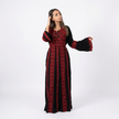 Palestinian Thobe Traditional Dress | Black with Red Tatreez Embroidery for Adults