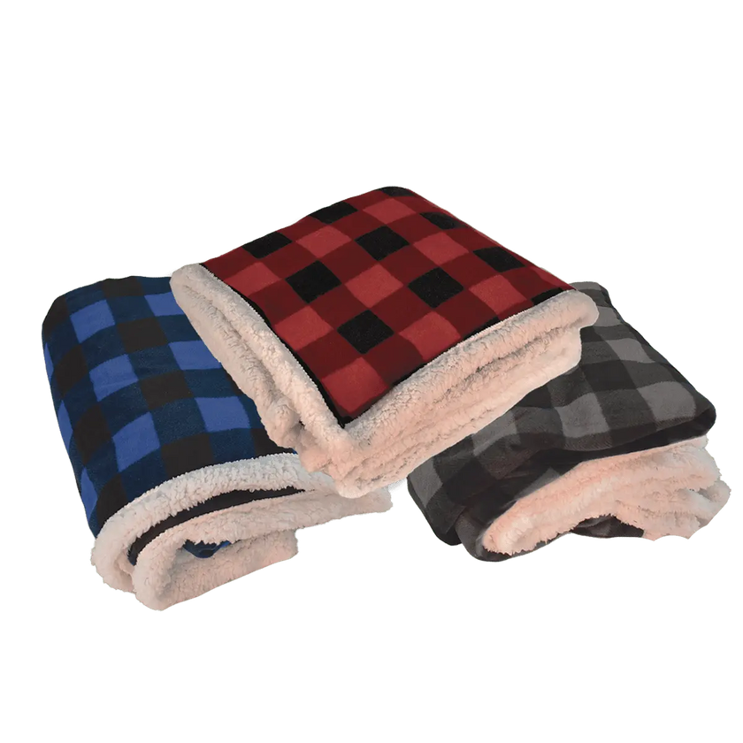 Deluxe Sherpa Throw Blanket- Buffalo Check - B5685