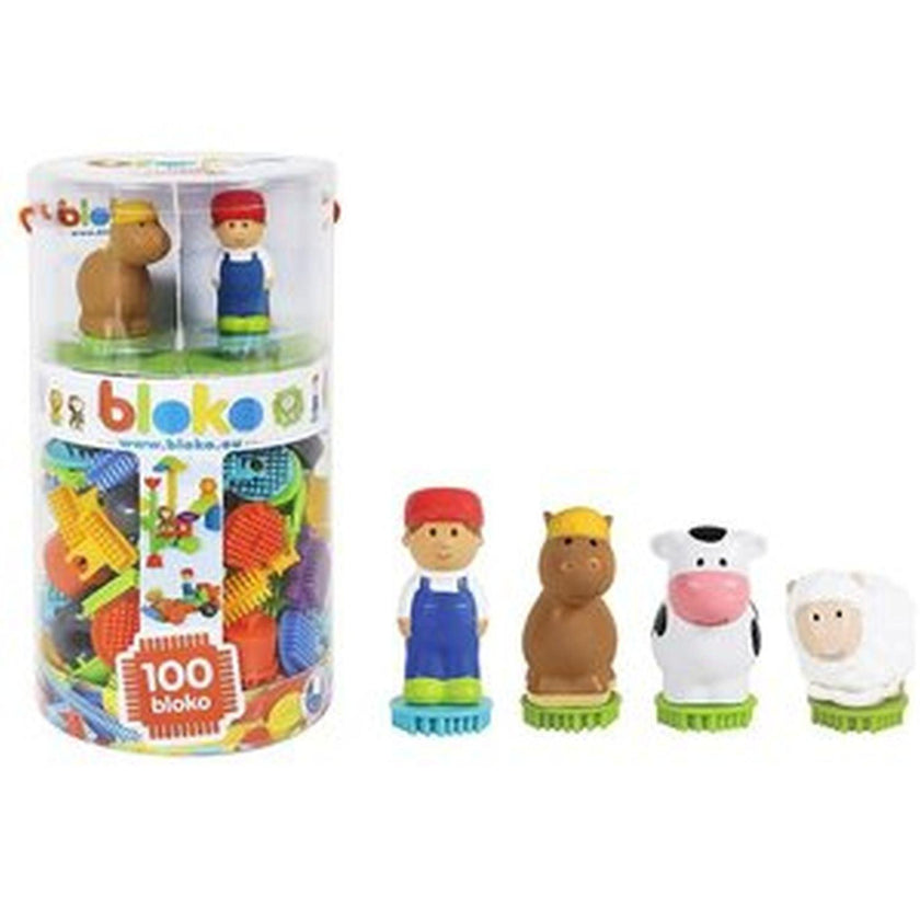 Bloko - Tube 100 Pcs Bloko With 2 - 3D Figurines - Farm