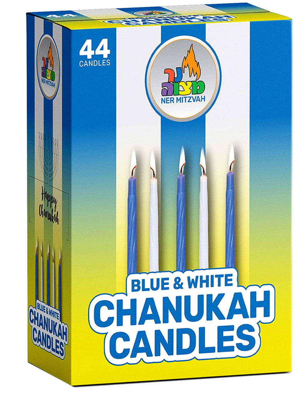 Ner Mitzvah - Blue & White Chanukah Candles (44pk)