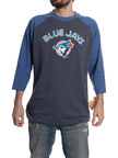 Toronto Blue Jays Men’s Cooperstown Wordmark Logo Raglan 3/4 Sleeve T-Shirt