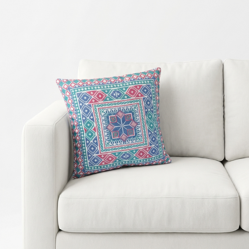 Coastal Bloom – Tatreez Embroidery | 16x16