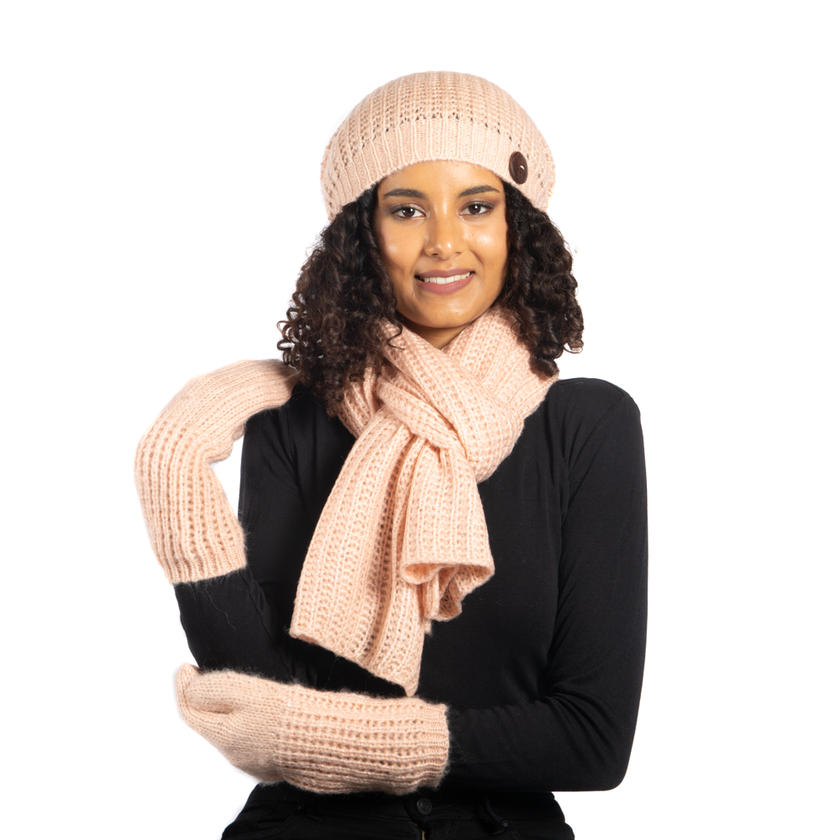 Simple Knit Hat With Button