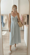 Estelle - Button Down Cotton Dress In Blue Gingham