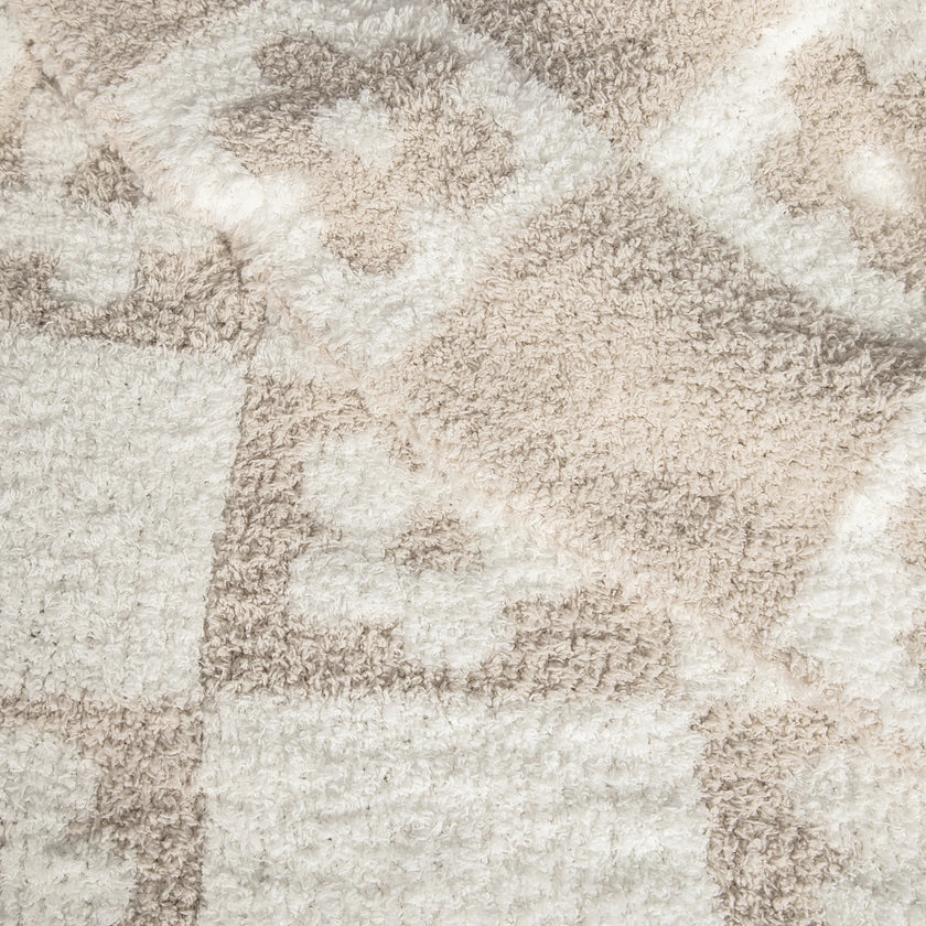 Blushing Beige & White Flower Power Print Toddler Blanket