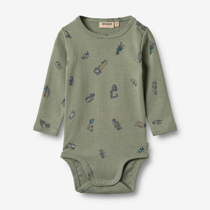 L/S Freddie Bodysuit | Dusty Green Cars | Wheat Kids