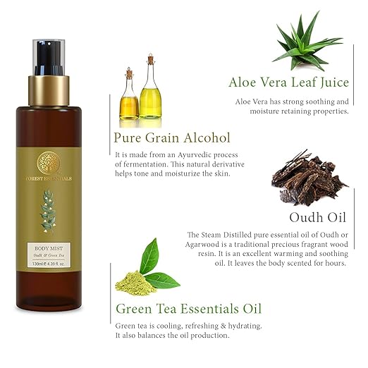 Brume corporelle Forest Essentials Oud & Thé Vert