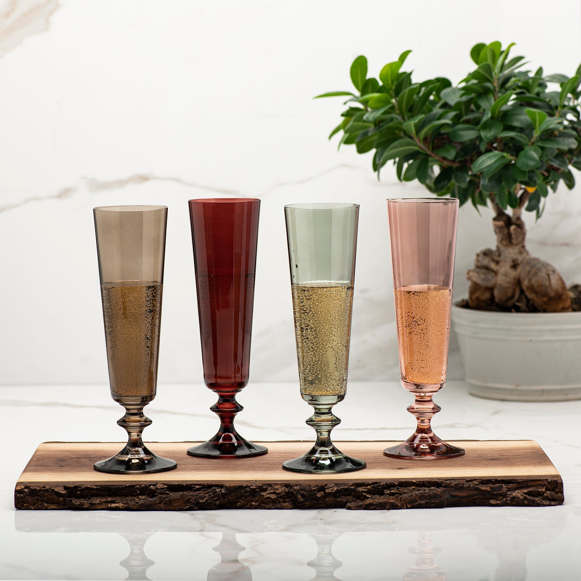 Bohemia Crystal - Bella Champagne flute Sunset Rose