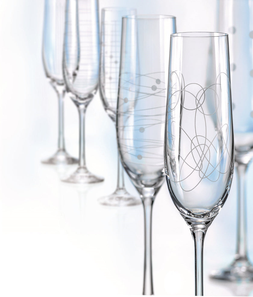 Bohemia Crystal - Elements Champagne Flute 190ml (6-Piece Mix)