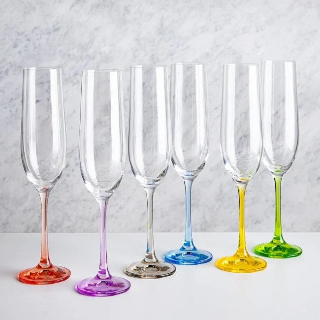 Bohemia Crystal - Rainbow Flute (Set of 6) assorted