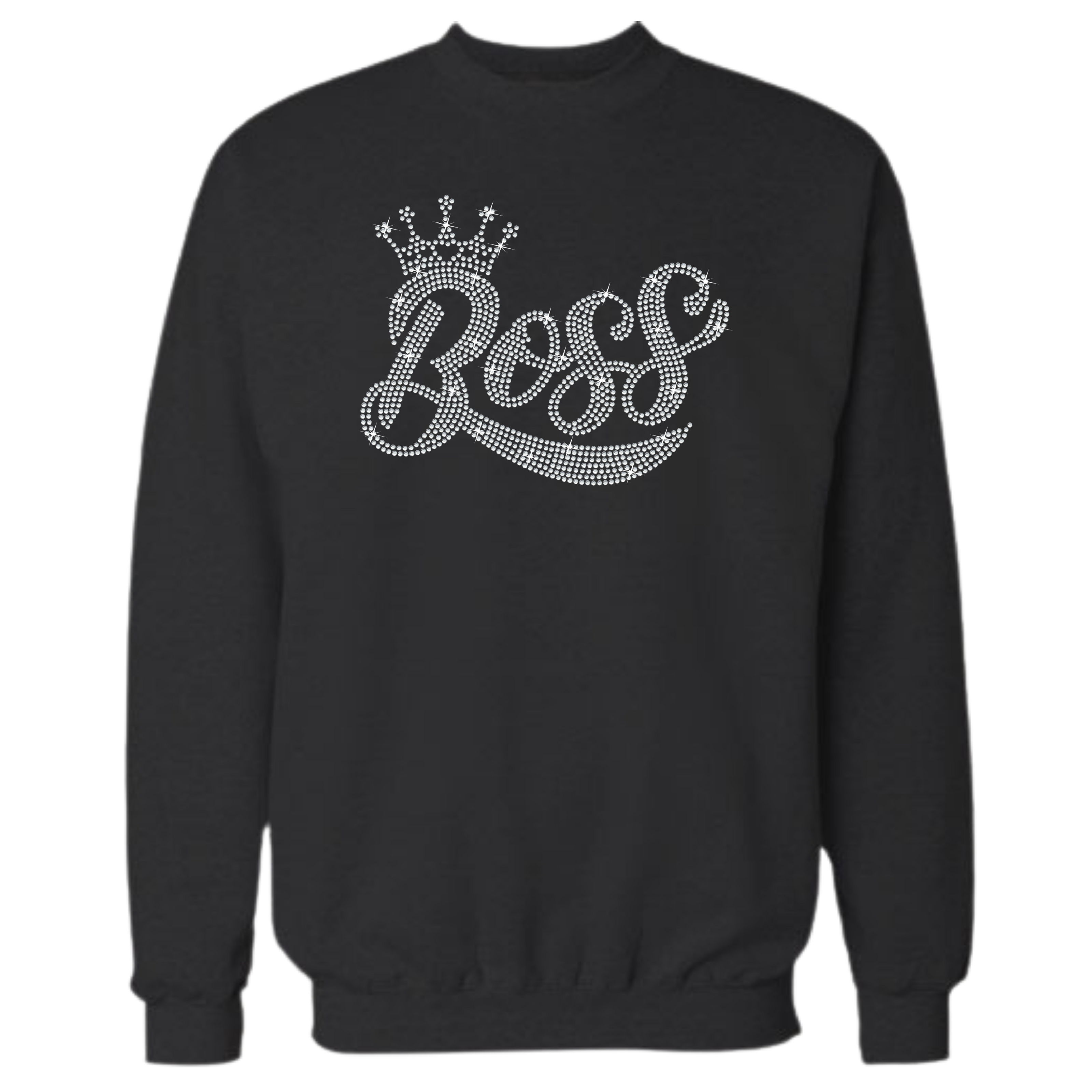 Boss with a Crown Rhinestone Shirt – Girl Boss Sparkle Bling Tee | Blingdazzel