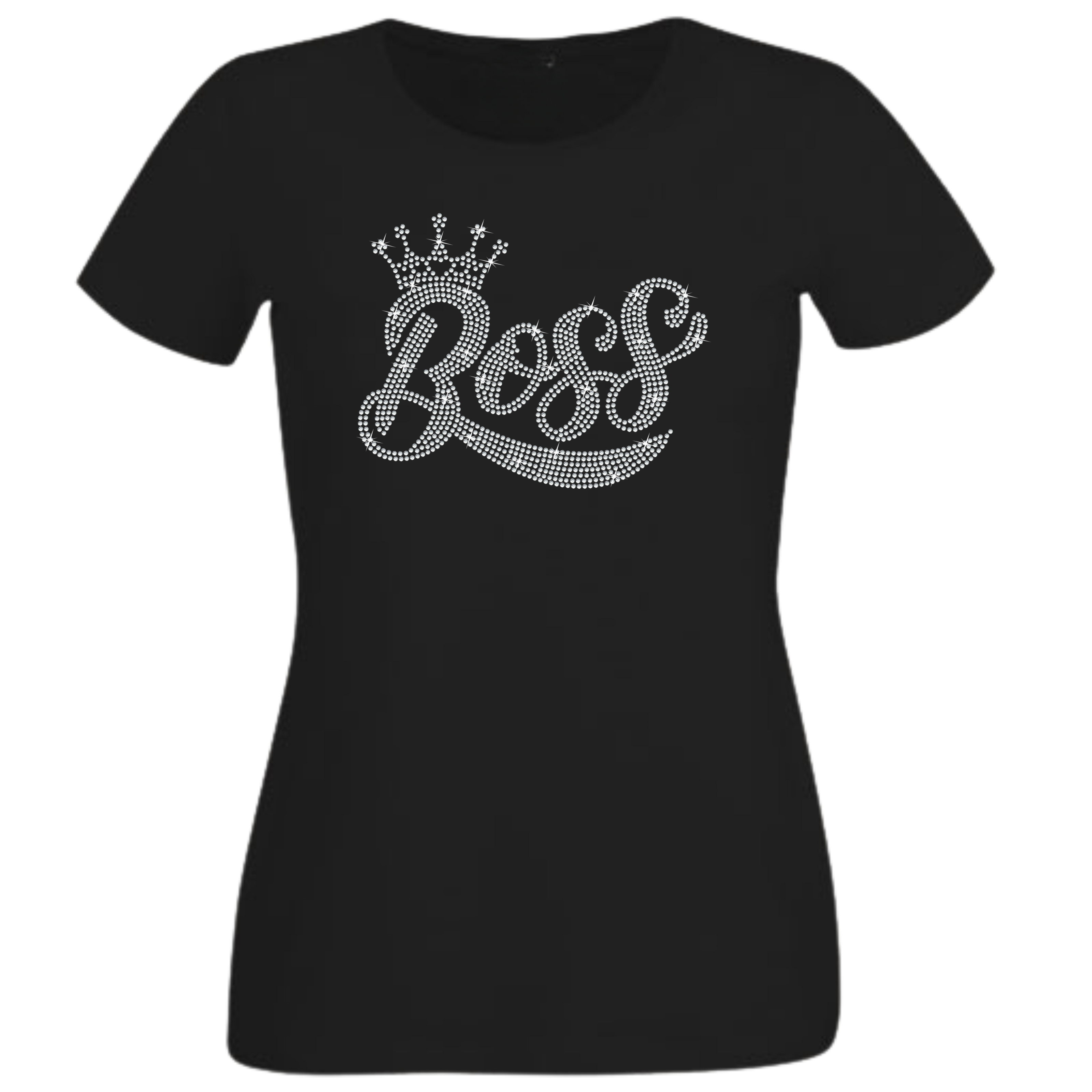 Boss with a Crown Rhinestone Shirt – Girl Boss Sparkle Bling Tee | Blingdazzel