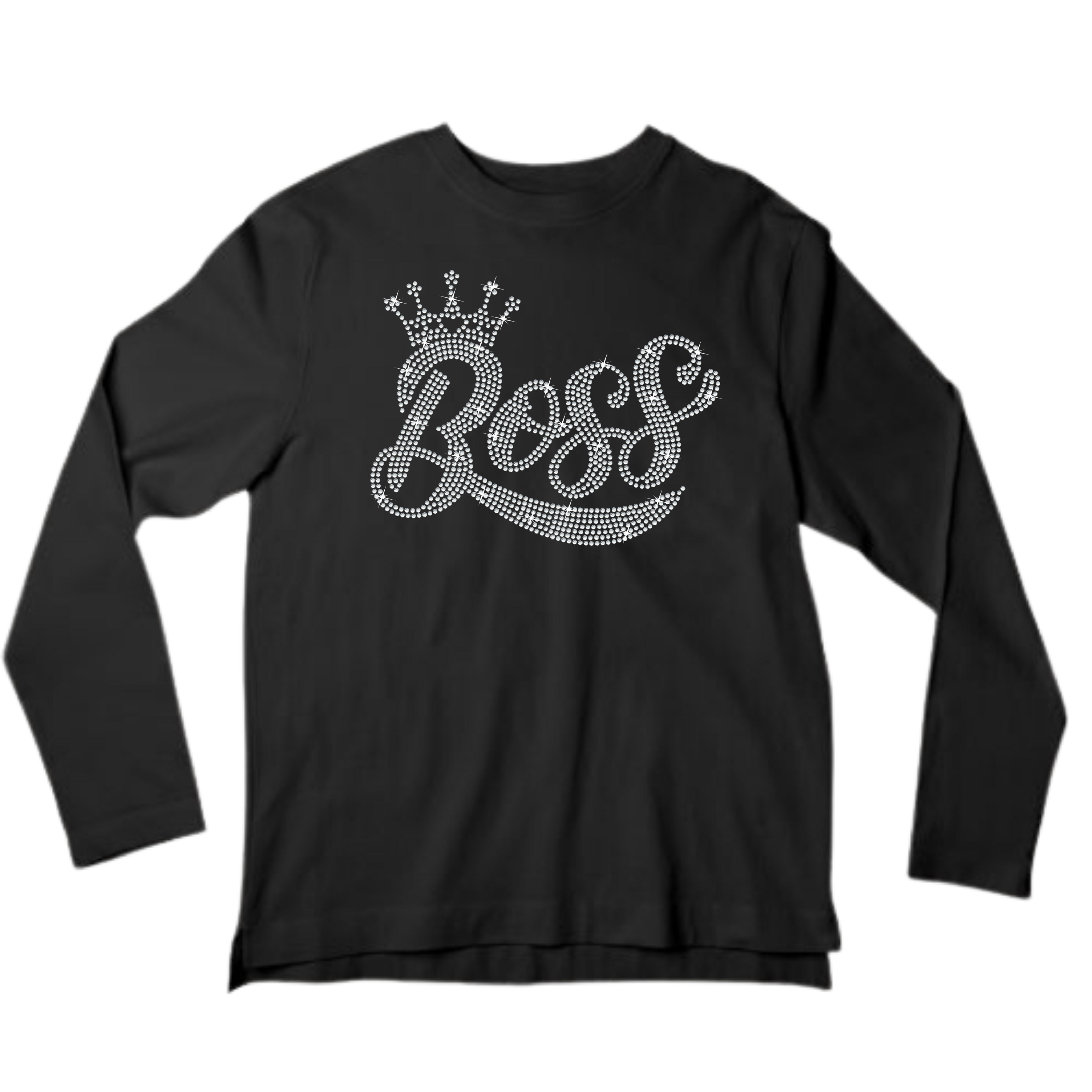 Boss with a Crown Rhinestone Shirt – Girl Boss Sparkle Bling Tee | Blingdazzel