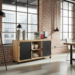 Buffet en bois de manguier avec porte en acier noir