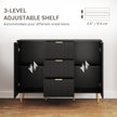 Ellis Modern Kitchen Buffet/Hallway Cabinet with 3 Drawers-Black