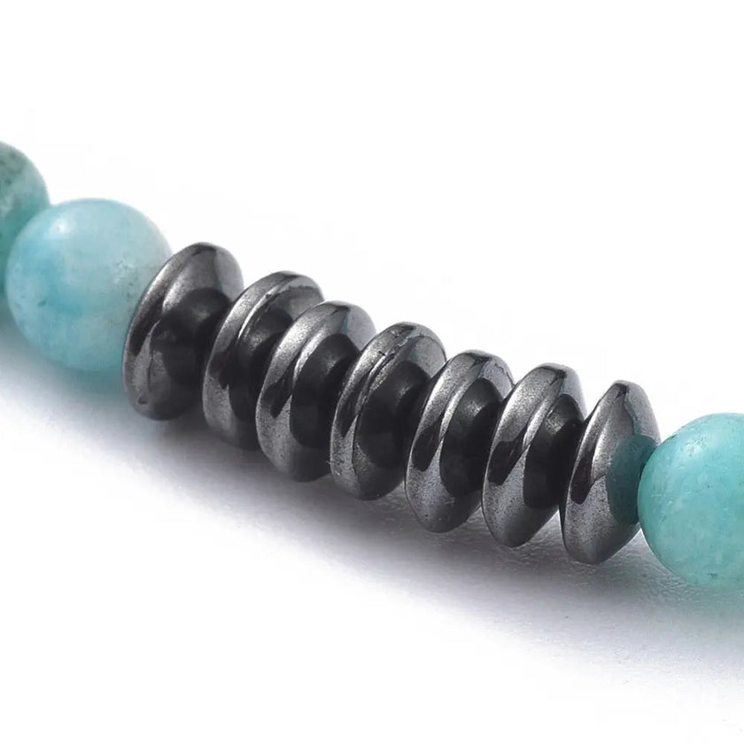 Bracelet -Hemimorphite with Hematite -2mm