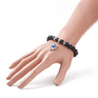 Bracelet - Lava & Lapis Lazuli with Fatima Hand & Evil Eye Charm - 8mm