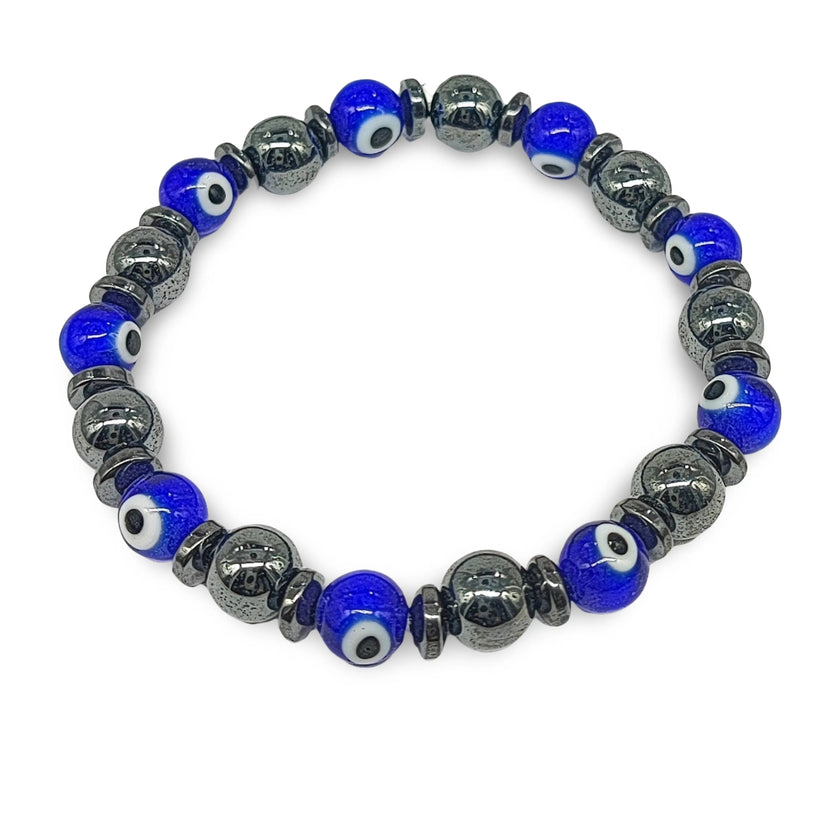Bracelet - Evil Eye - Hematite - 8mm