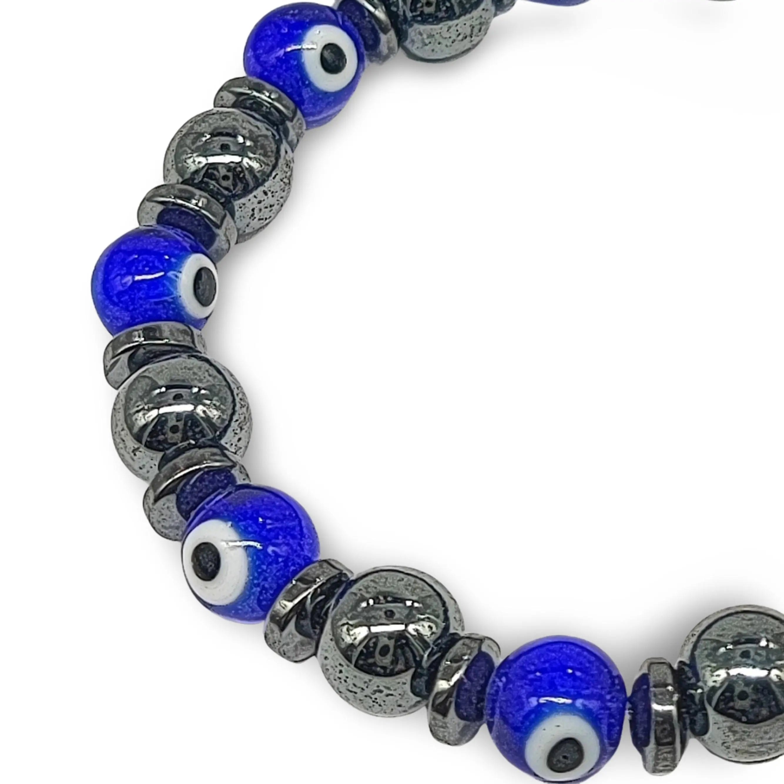 Bracelet - Evil Eye - Hematite - 8mm