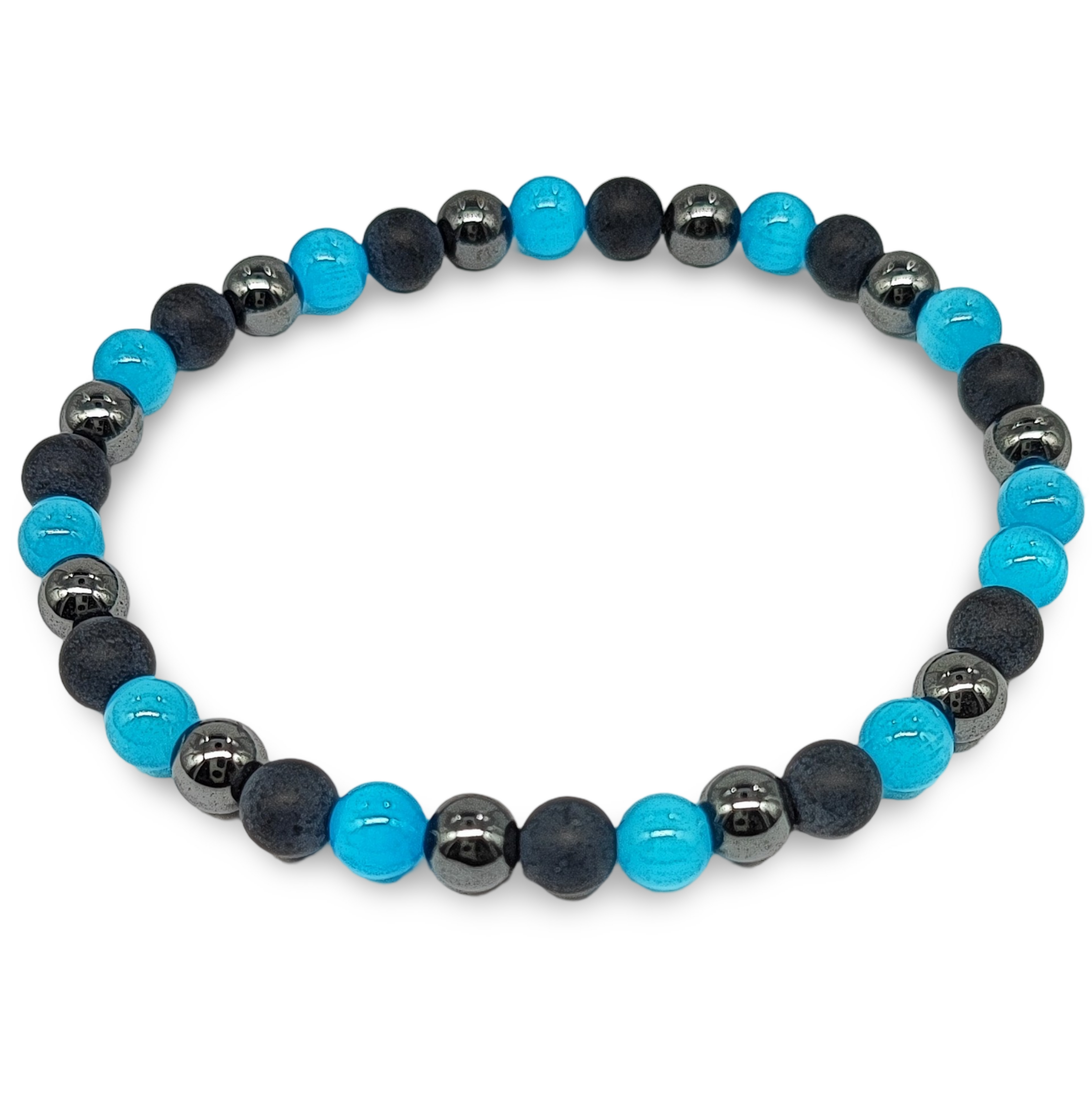 Bracelet -Mixed -Cat Eye -Black Agate -Hematite -6mm