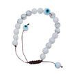 Bracelet - Natural Howlite with Evil Eye - Adjustable - 8mm