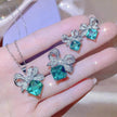 Bright Peacock Emerald Ring White Gold Plated