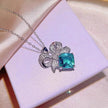 Bright Peacock Emerald Ring White Gold Plated