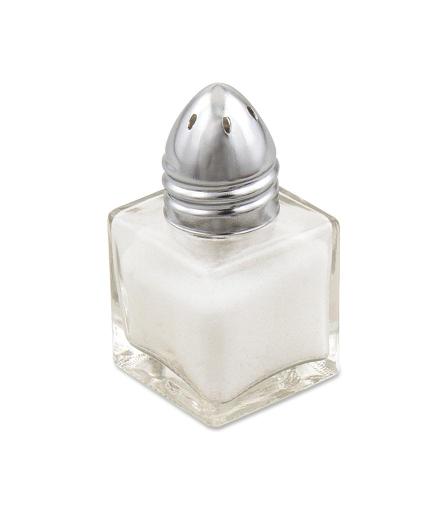 Browne - Mini Salt & Pepper Shakers, Square Glass, 0.5oz/15ml, 2x1.5