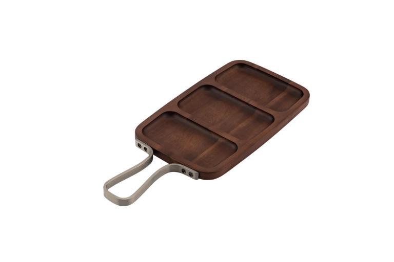 Browne - Serving Board, Rectanagle, 3 Sections, SS Handle, 12x7