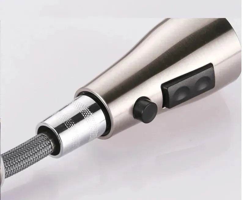 Brushed Kitchen Sink Faucet with Sprayer - Stainless Steel