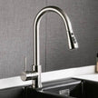 Brushed Kitchen Sink Faucet with Sprayer - Stainless Steel