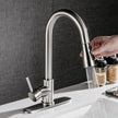 Brushed Kitchen Sink Faucet with Sprayer - Stainless Steel