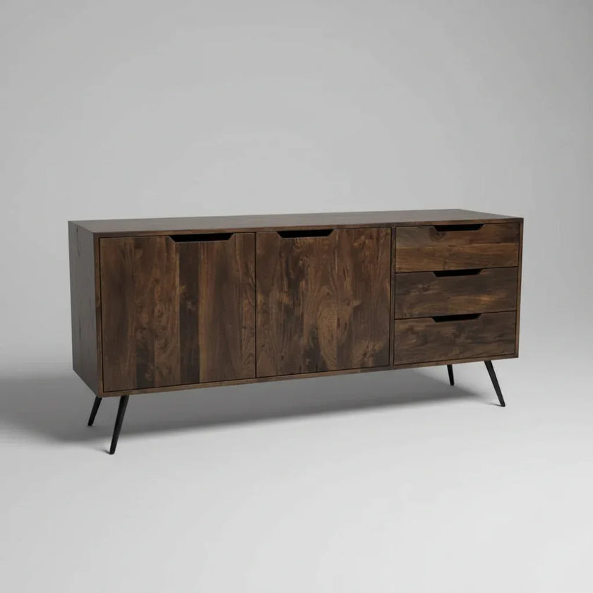 Buffet Scandinave en bois d'acacia brun foncé
