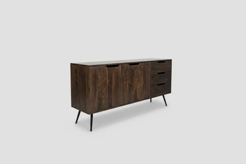 Buffet Scandinave en bois d'acacia brun foncé