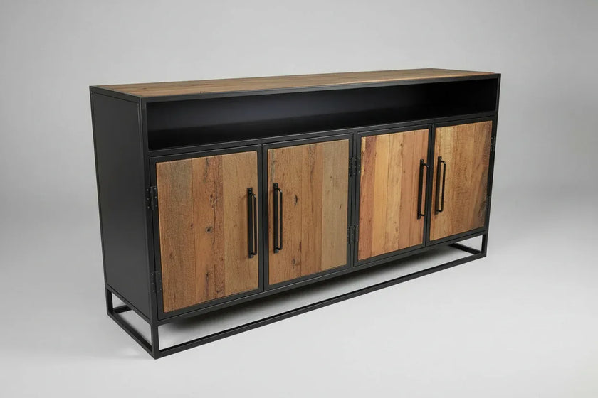 Buffet bois Recyclé sur structure d'acier noir