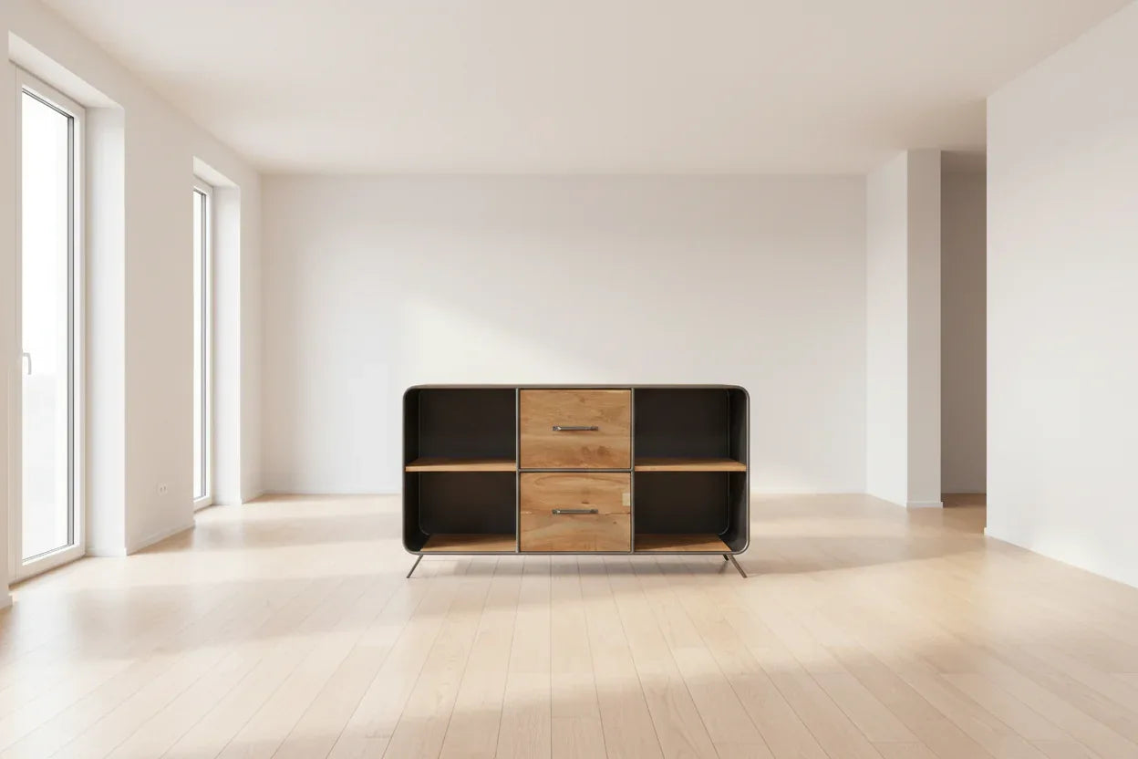 Buffet style rétro bois recyclé et acier