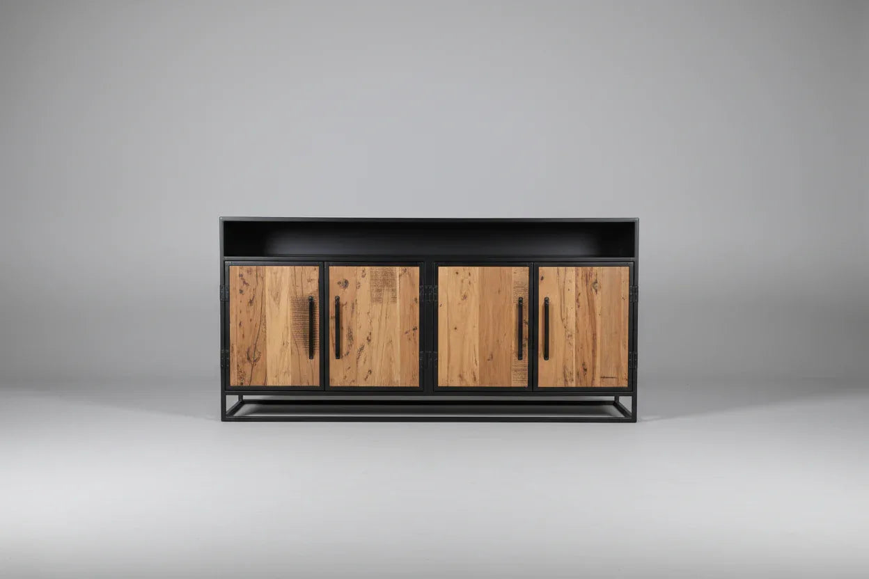 Buffet bois Recyclé sur structure d'acier noir