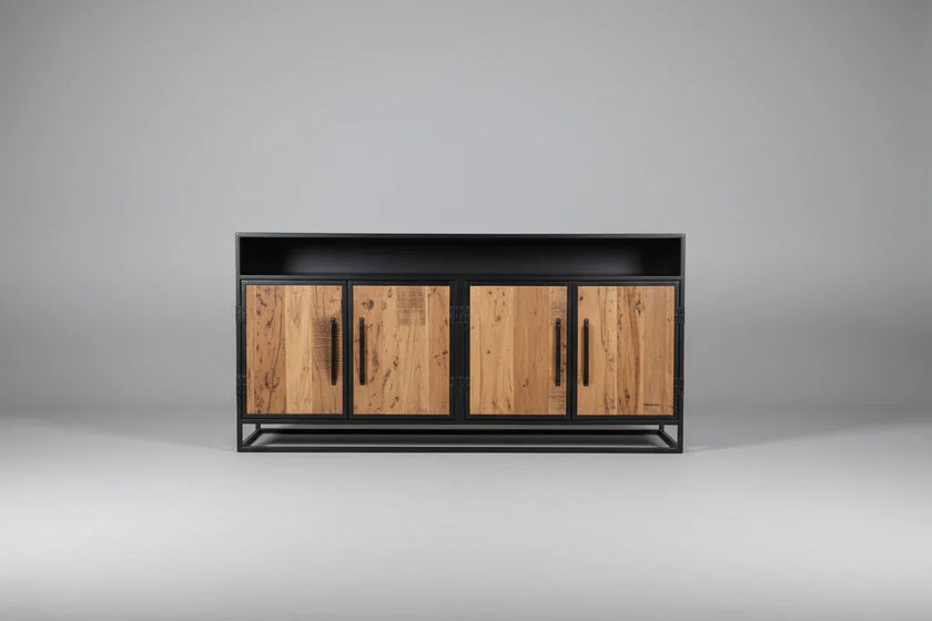 Buffet bois Recyclé sur structure d'acier noir