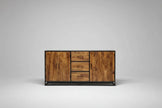 Buffet en bois de manguier et structure d'acier noir
