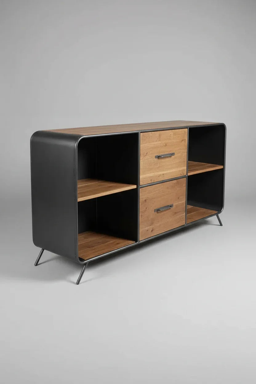Buffet style rétro bois recyclé et acier