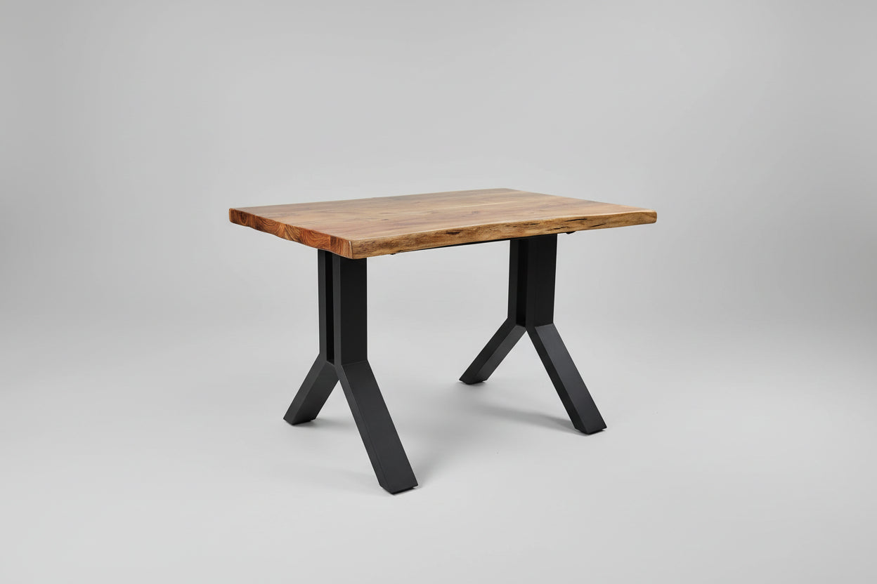 Bureau de Travail en Bois D'acacia massif sur patte en acier noir
