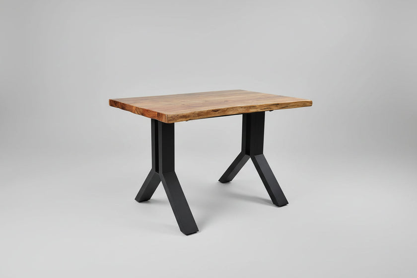Bureau de Travail en Bois D'acacia massif sur patte en acier noir